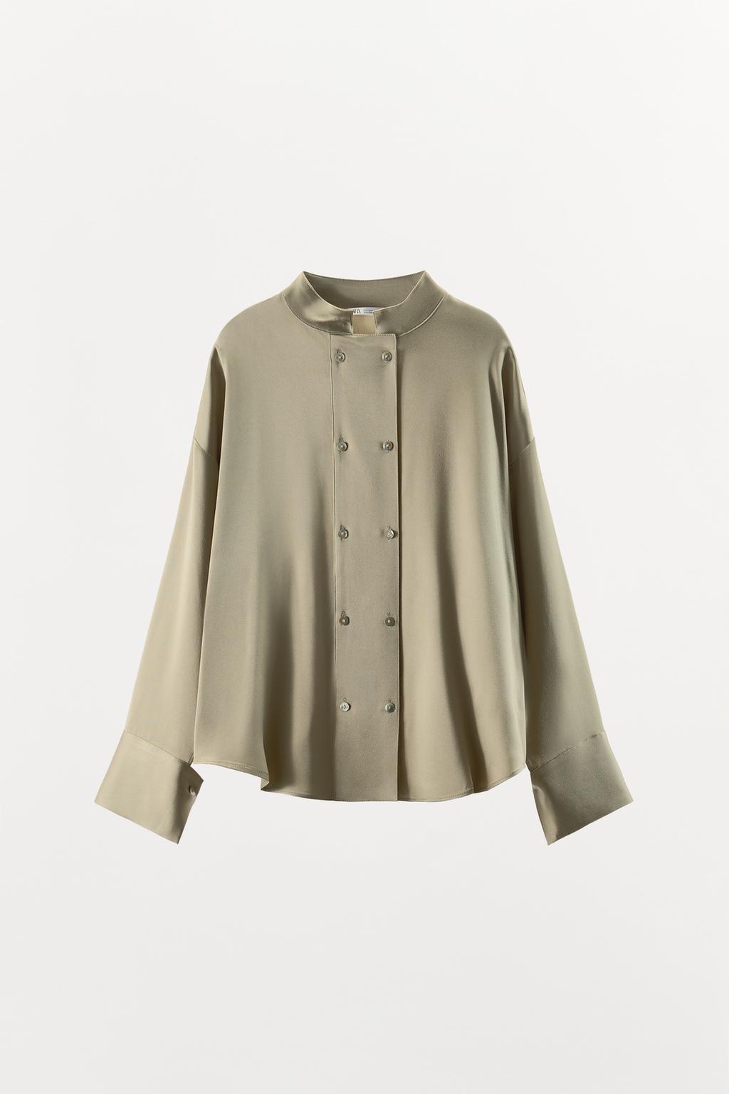 АТЛАСНАЯ РУБАШКА С ДВУБОРТНОЙ ЗАСТЕЖКОЙ