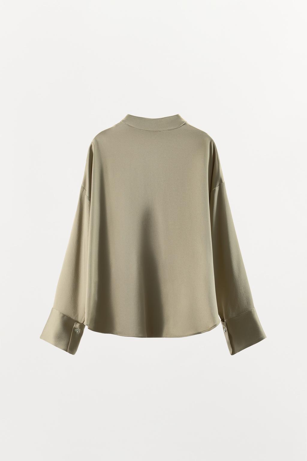 АТЛАСНАЯ РУБАШКА С ДВУБОРТНОЙ ЗАСТЕЖКОЙ