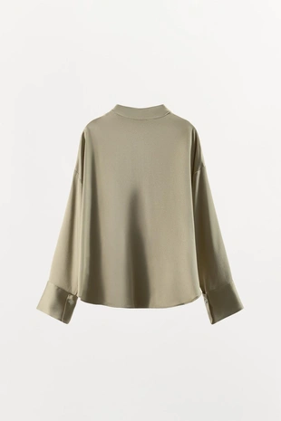 Атласная рубашка с двубортной застежкой- Заказать в России