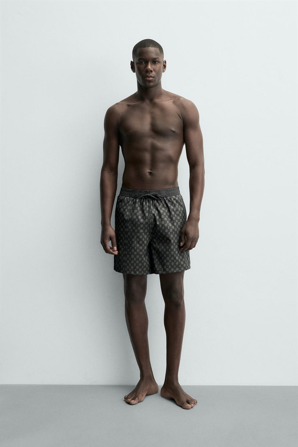 Длинные клетчатые плавательные трусы