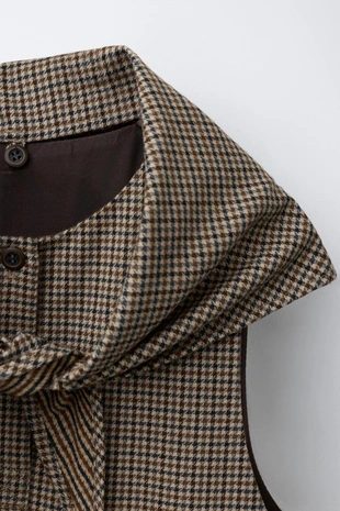 Сарафан в клетку со съемным платком- Заказать в России