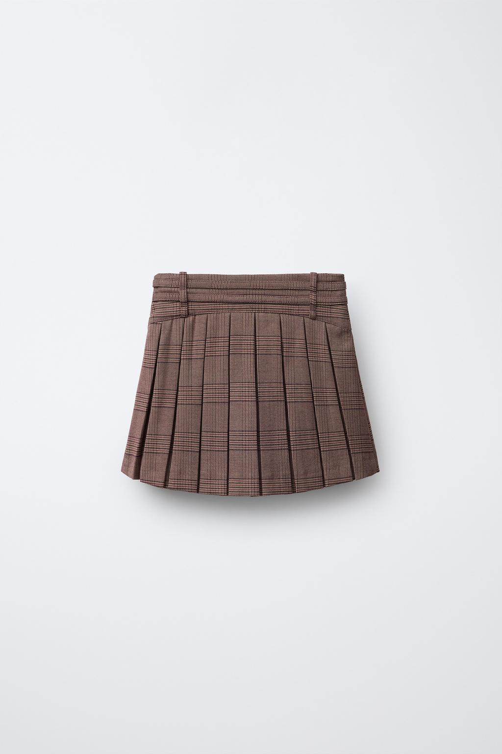 ЮБКА-ШОРТЫ В КЛЕТКУ С ДВОЙНЫМ ПОЯСОМ