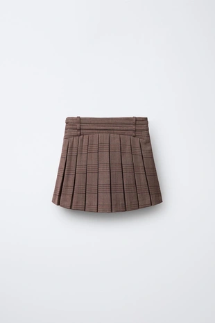 Юбка-шорты в клетку с двойным поясом- Заказать в России