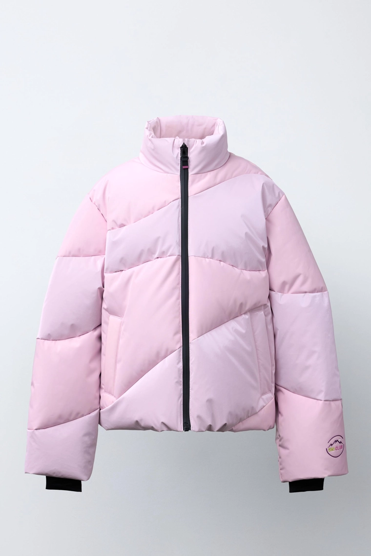 Пуховик с жаккардовым логотипом