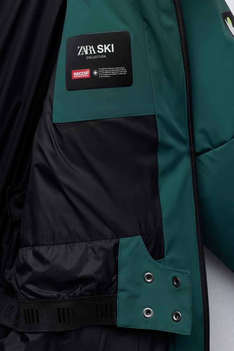 Пуховик с ветрозащитой и водонепроницаемой расцветкой из пуха с капюшоном с системой recco® для коллекции лыжной одежды