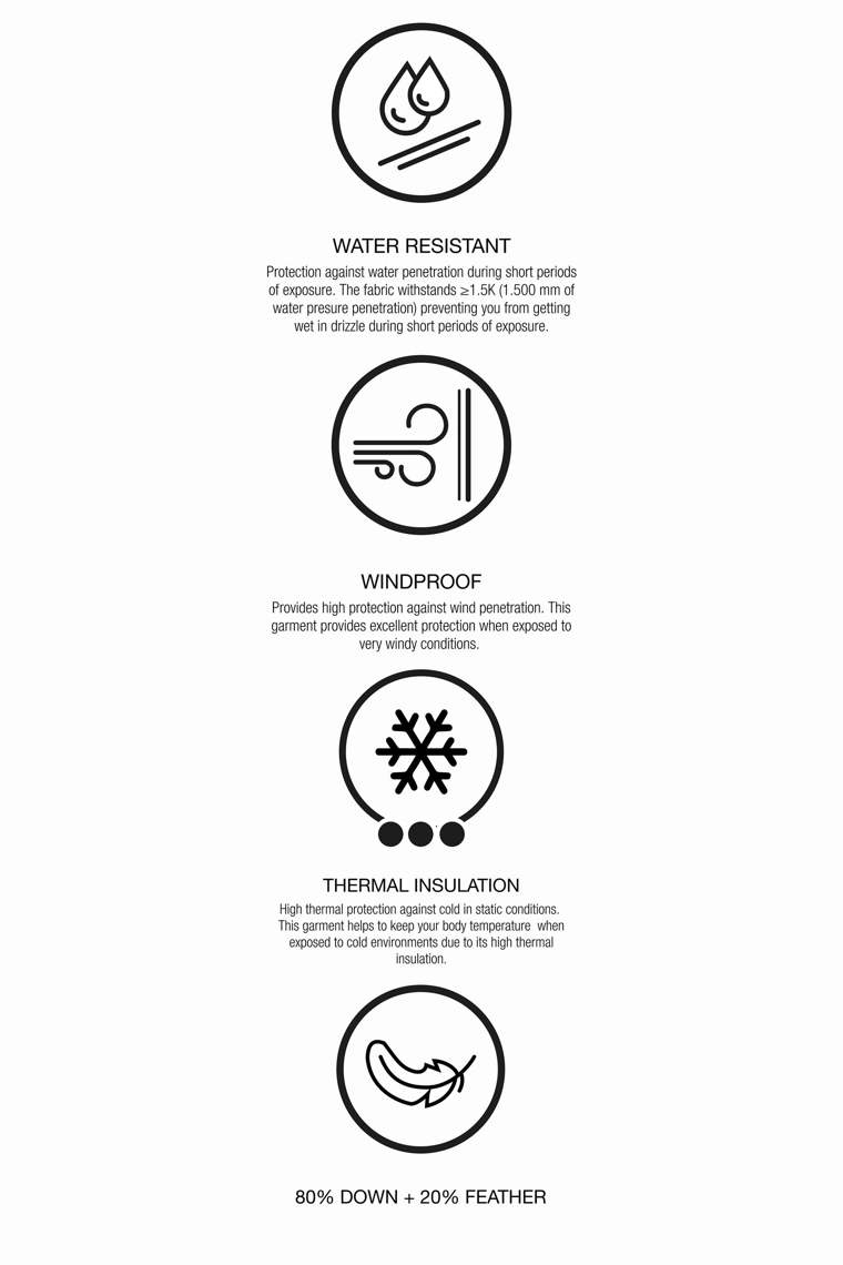 Пуховик съемным капюшоном 80% пуха и 20% пера