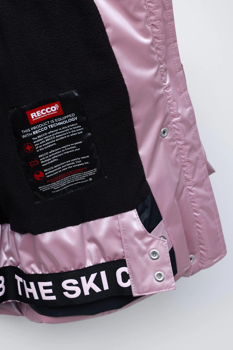 Пуховик zara с металлическим блеском и системой recco® для катания на лыжах и сноуборде