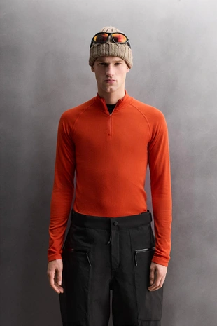 Компрессионная футболка для катания на лыжах с воротником на молнии- Заказать в России