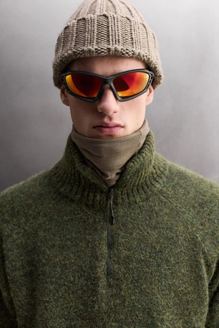 Свитер из шерсти с воротником на молнии- Заказать в России