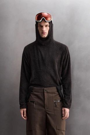 Флисовая толстовка SKI с капюшоном и текстурой- Заказать в России