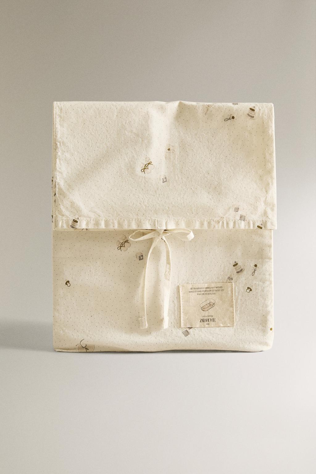 Набор простыней для мини-детской кроватки с рисунком