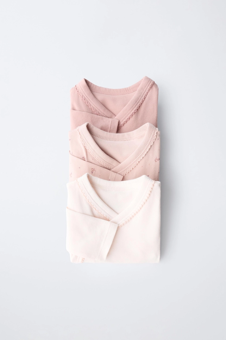 Набор из 3 боди с kimono вырезом и цветочным принтом