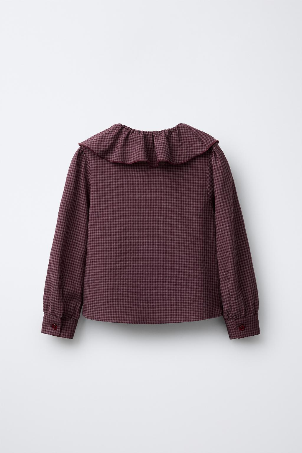 РУБАШКА С ВОЛАНАМИ В КЛЕТКУ ВИШИ