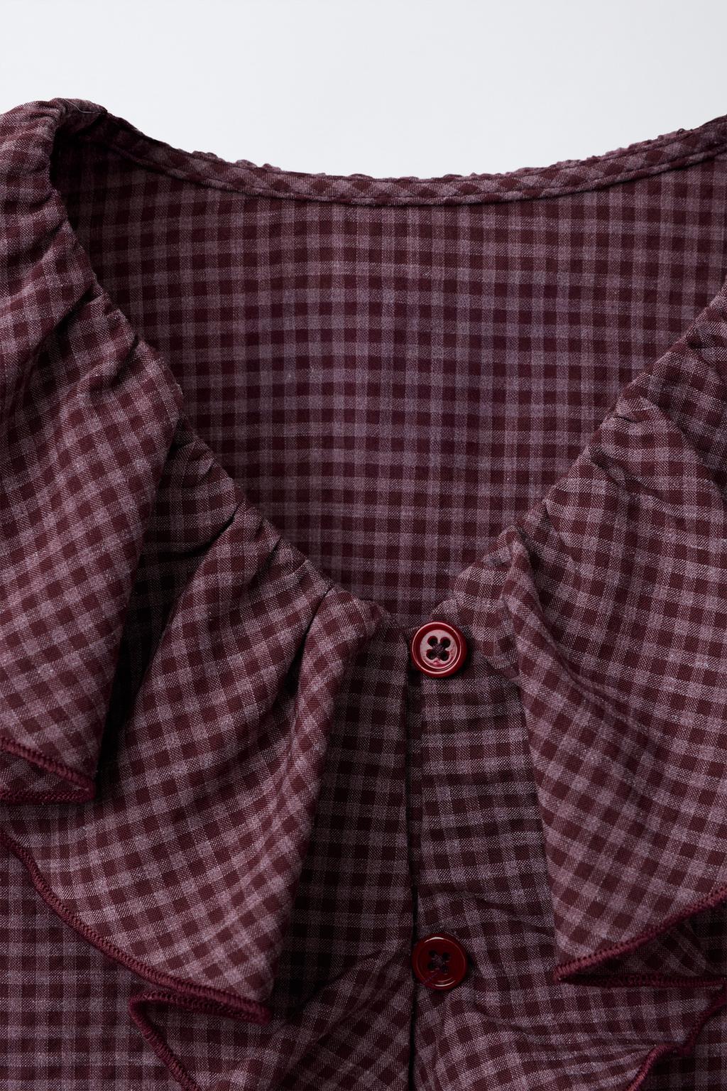 РУБАШКА С ВОЛАНАМИ В КЛЕТКУ ВИШИ