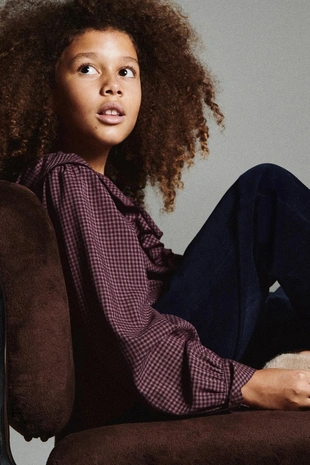 Рубашка с воланами в клетку виши- Заказать в России