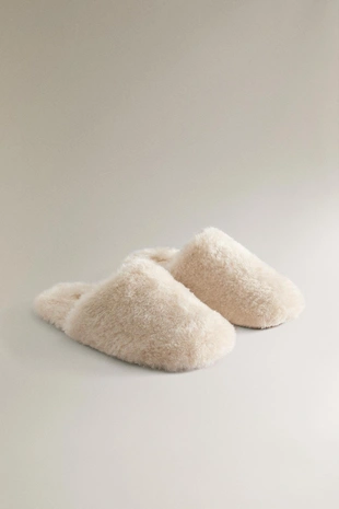 Тапочки-слиперы с искусственным мехом- Заказать в России