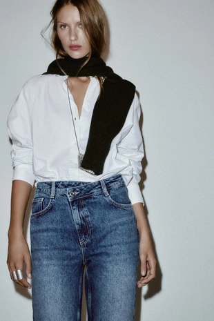 Джинсы Z.09 STRAIGHT с высокой посадкой и перекрестным поясом- Заказать в России