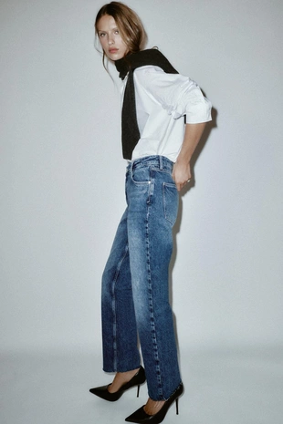 Джинсы Z.09 STRAIGHT с высокой посадкой и перекрестным поясом- Заказать в России