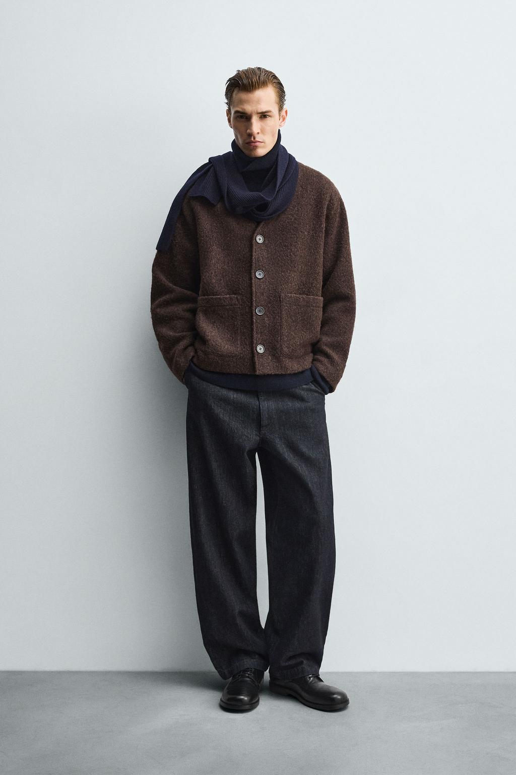 КАРДИГАН RELAXED FIT ИЗ ТКАННОГО МАТЕРИАЛА