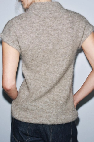 Топ из ворсистого трикотажа с альпакой- Заказать в России