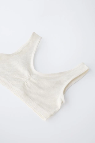 Купить Zara Набор из двух безшовных топов с V-образным вырезом и бретелями