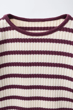 Комплект из футболки и расклешенных легинсов в рубчик в полоску- Заказать в России