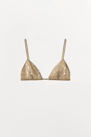Бралетт с треугольными чашками, металлизированной нитью и пайетками- Заказать в России