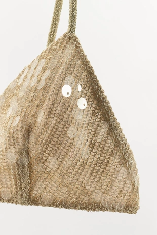 Бралетт с треугольными чашками, металлизированной нитью и пайетками- Заказать в России