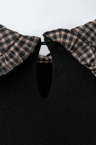 Вязаное платье с воротником в клетку виши- Заказать в России