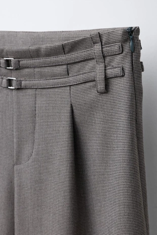 Брюки WIDE LEG «гусиная лапка» с двойным ремнем- Заказать в России