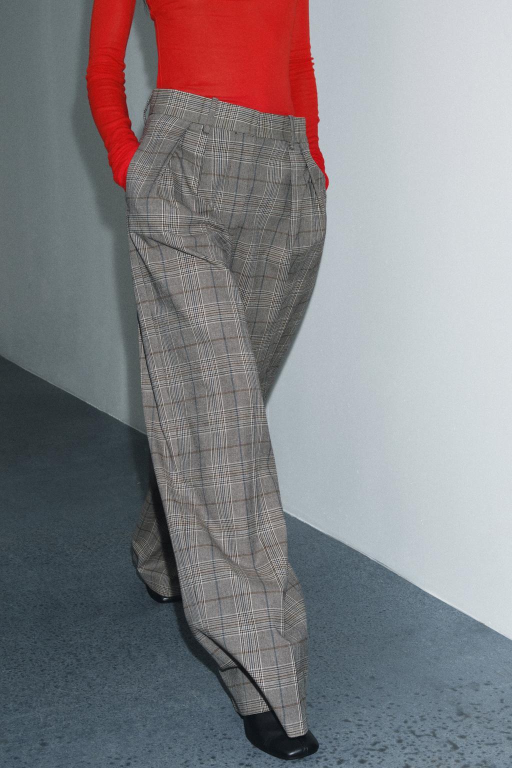 БРЮКИ В КЛЕТКУ С ЗАЩИПАМИ — ZW COLLECTION