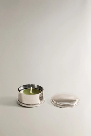 Набор биологически деградируемых чайных свечей с ароматом базилика и серебряной банкой- Заказать в России