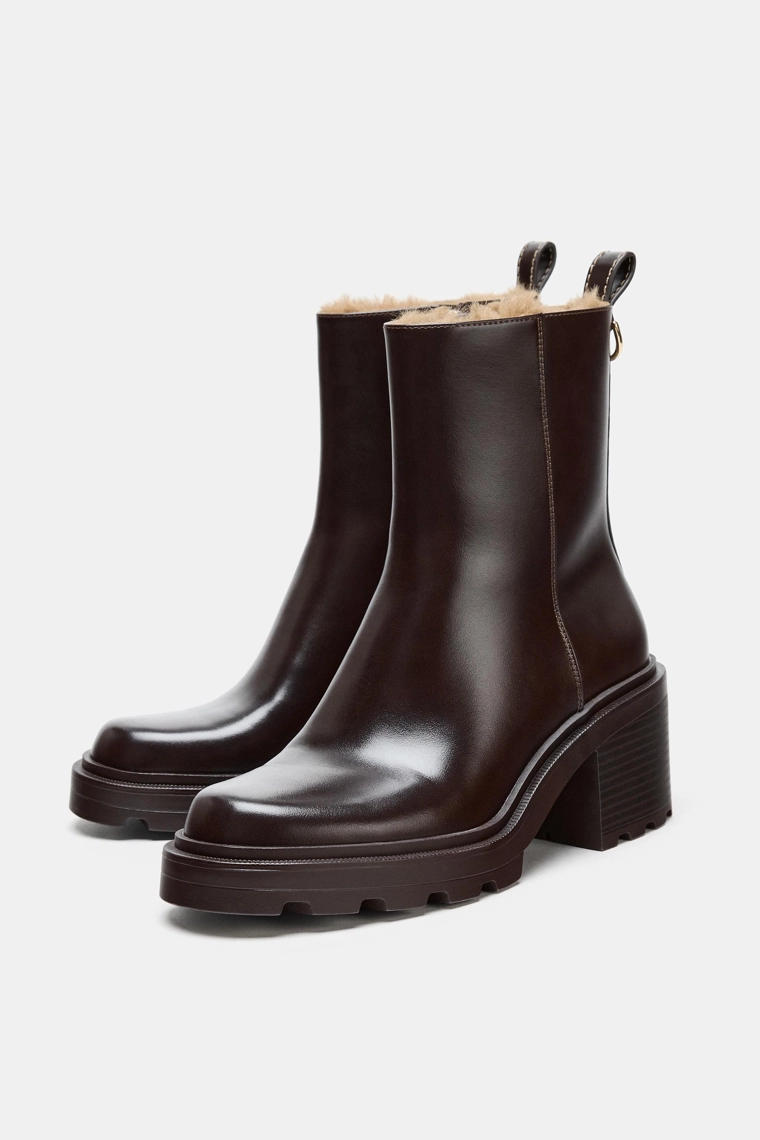 Туфли на каблуке с подкладкой из искусственного меха