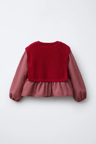 Вязаный жилет из шерсти с вышитой рубашкой- Заказать в России