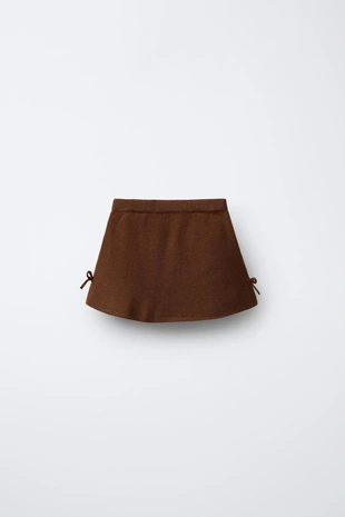 Трикотажная юбка со смесовой шерстью и бантами- Заказать в России