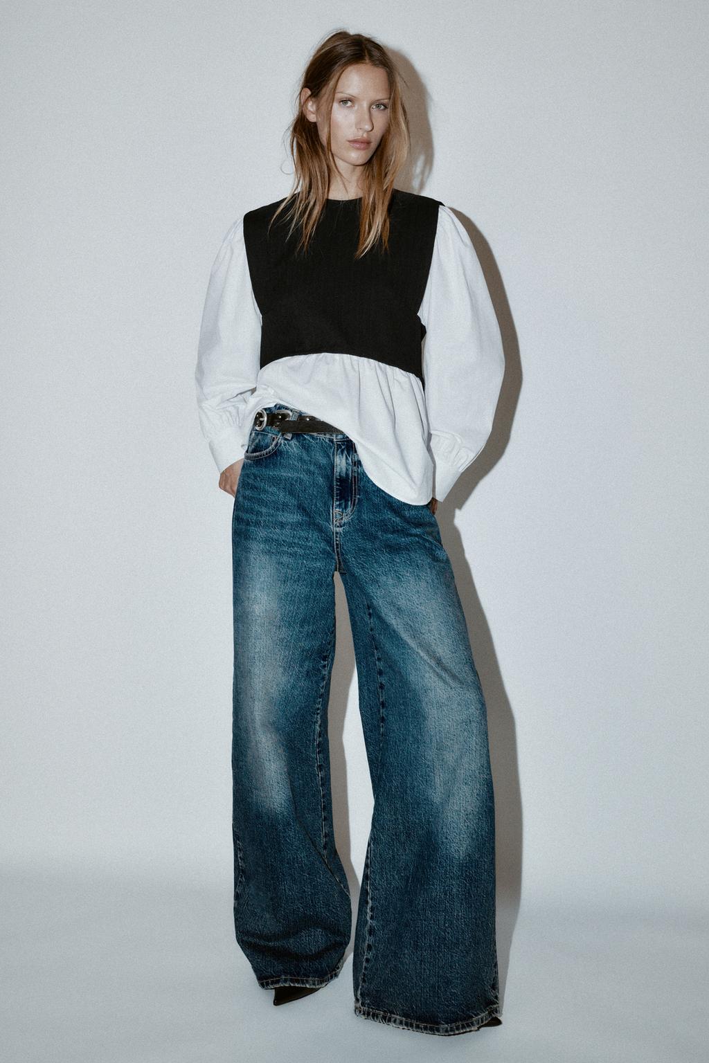 БЛУЗА ИЗ ПОПЛИНА С КОМБИНИРОВАННОЙ ТКАНЬЮ