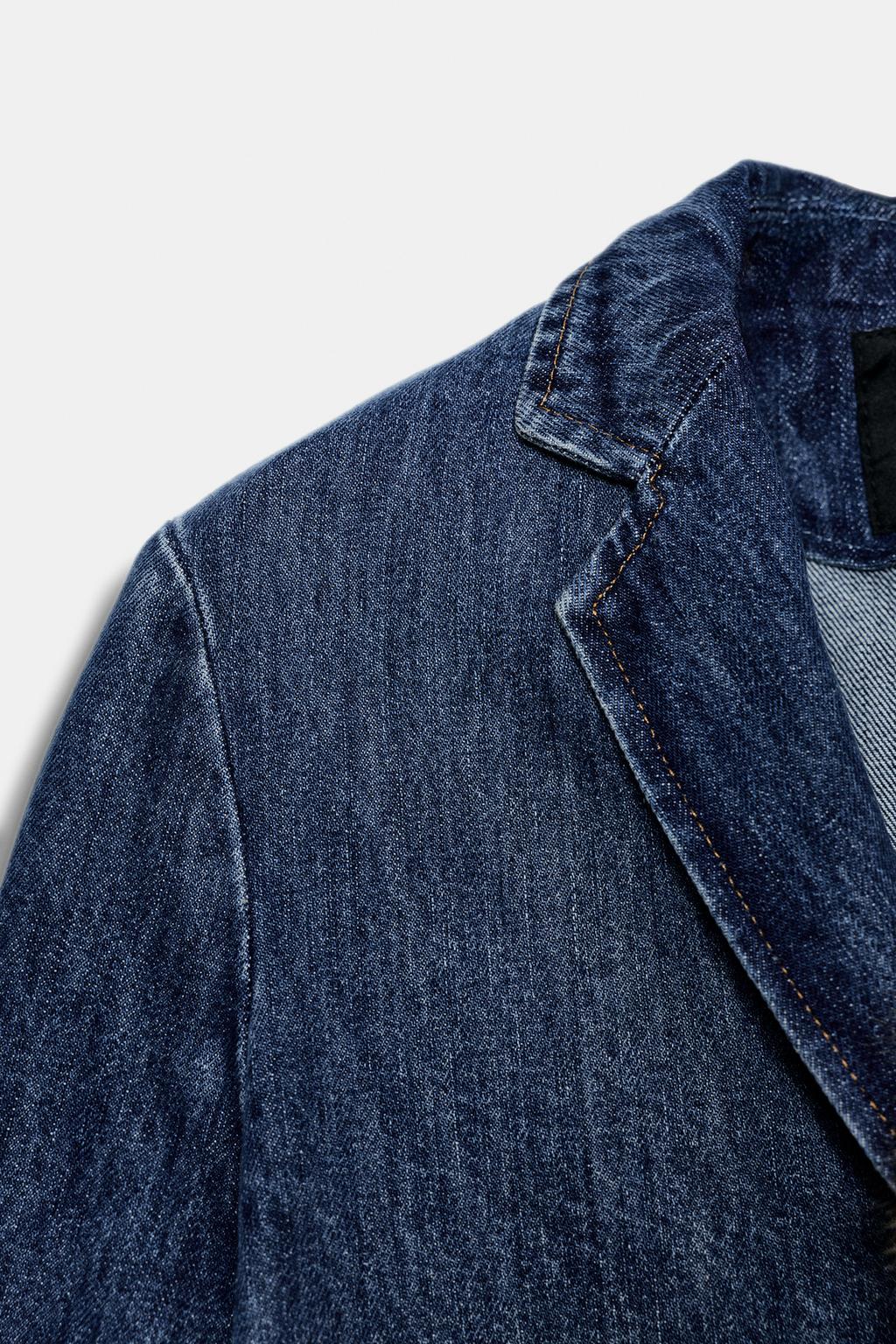 ДЖИНСОВЫЙ БЛЕЙЗЕР С ВОРОТНИКОМ ИЗ ИСКУССТВЕННОГО МЕХА — ZW COLLECTION