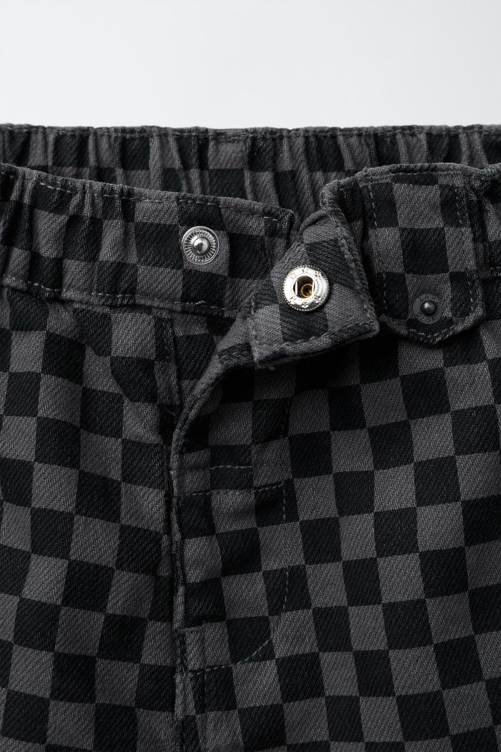 БРЮКИ BARREL ИЗ САРЖИ В ШАХМАТНУЮ КЛЕТКУ