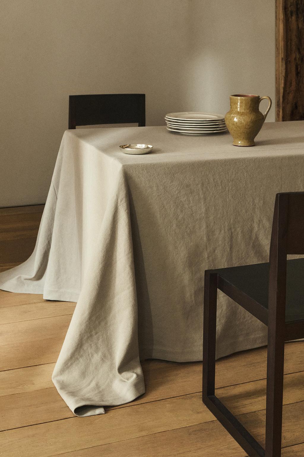 Полноцветное плотное льняное скатерть