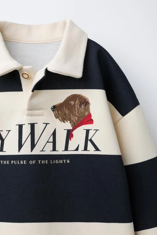 Поло в полоску с принтом «собака»- Заказать в России