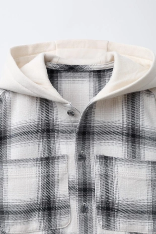 Рубашка в клетку с капюшоном из флиса- Заказать в России
