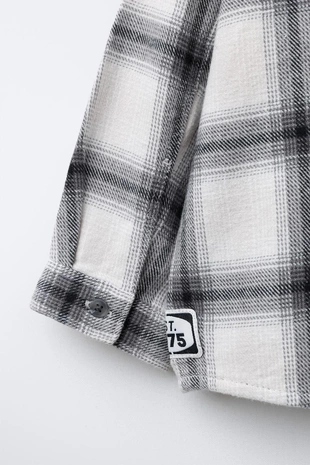 Рубашка в клетку с капюшоном из флиса- Заказать в России