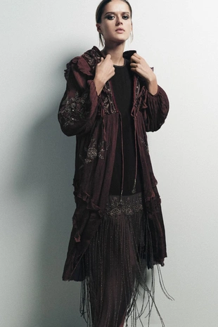 Комбинированный топ из жоржета с пайетками- Заказать в России