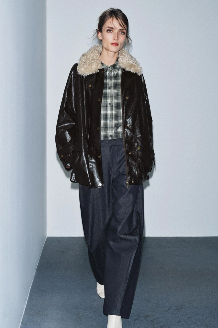 Куртка с воротником из искусственного меха zw collection