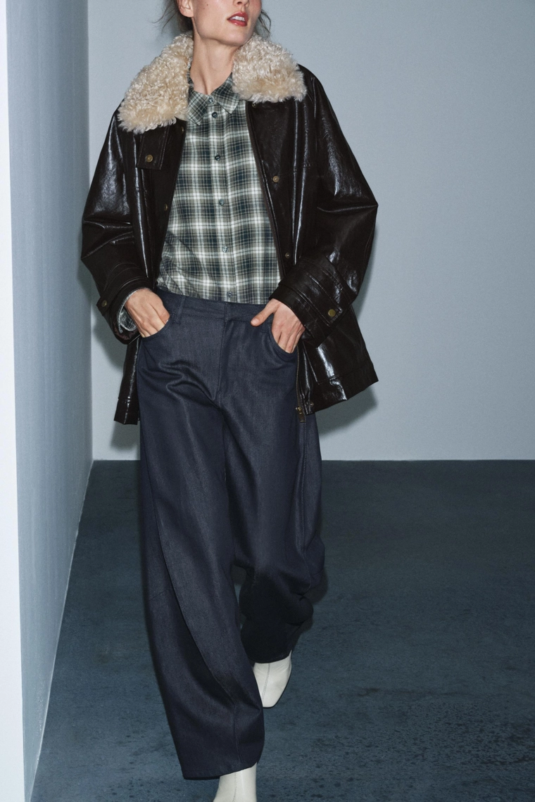 Куртка с воротником из искусственного меха zw collection