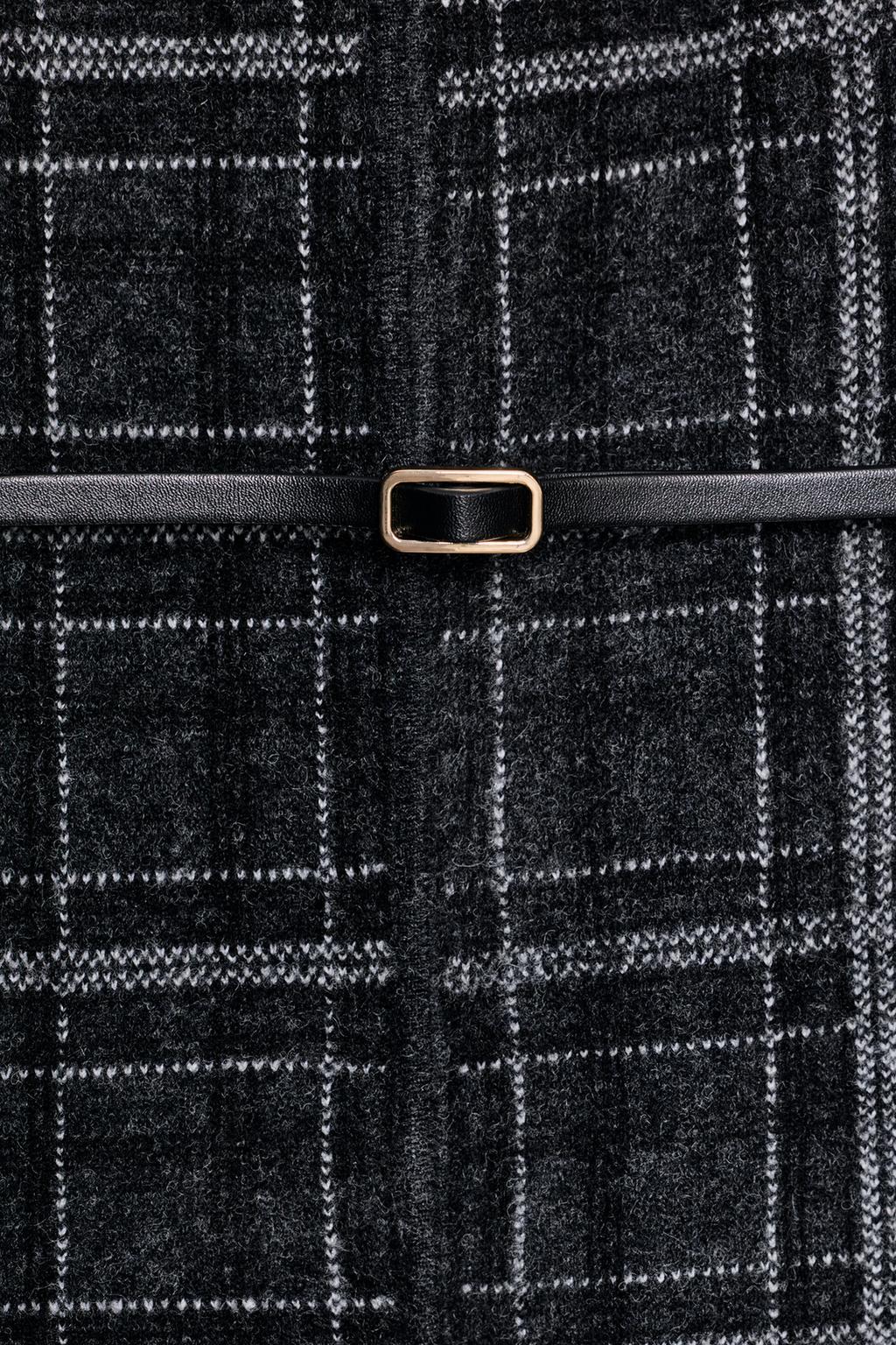 ТРИКОТАЖНЫЙ КАРДИГАН В КЛЕТКУ С ПОЯСОМ