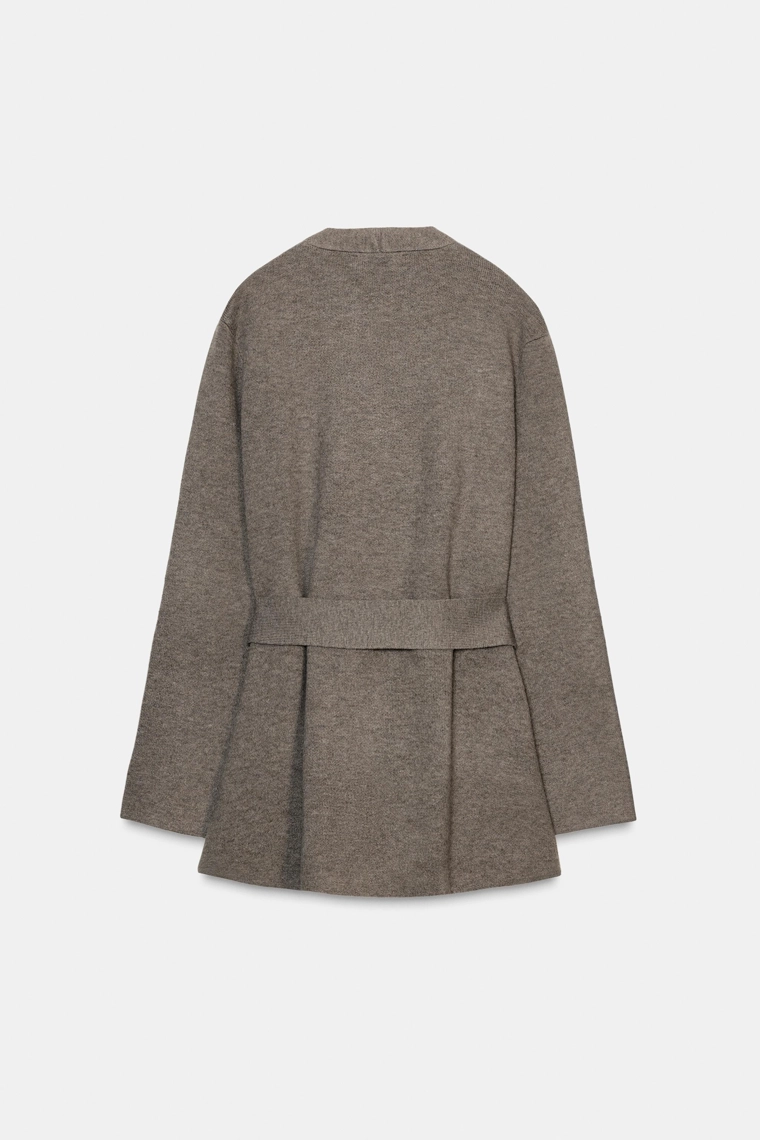 Кардиган из вязаного полотна с поясом