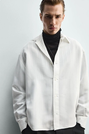 Рубашка струящегося покроя в полоску- Заказать в России