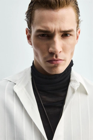 Рубашка струящегося покроя в полоску- Заказать в России