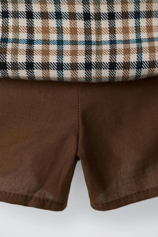 Юбка-шорты в клетку со складками- Заказать в России